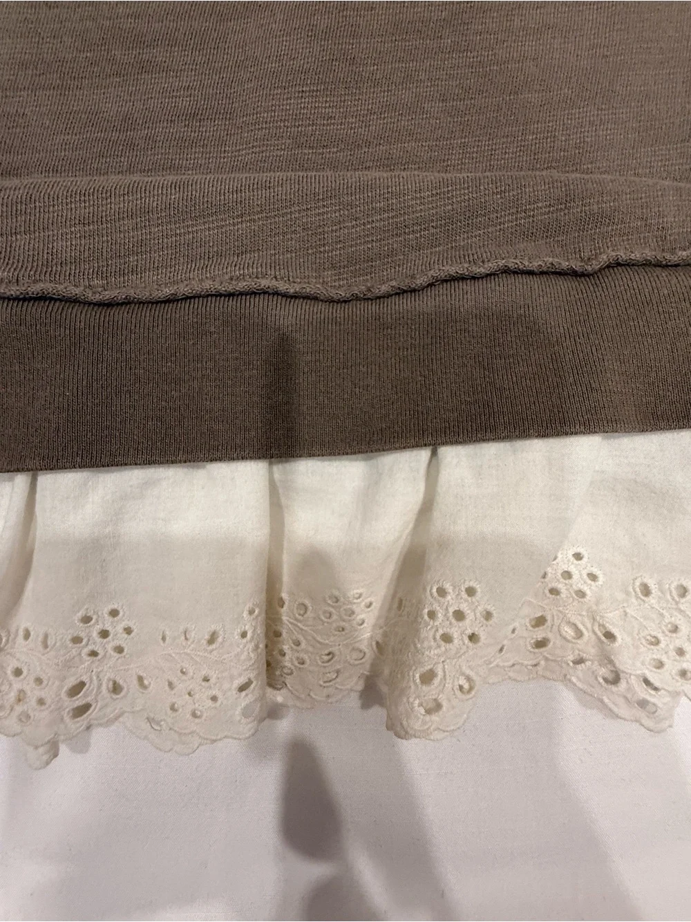 Free People Small Dress cotton Sleeveless Taupe Dress with Lace Trim - Picture 6 of 6